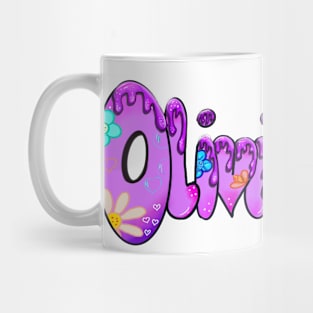 Olivia girls first name in purple with flowers floral 60s 70s retro Personalized personalised customised name Olivia Mug